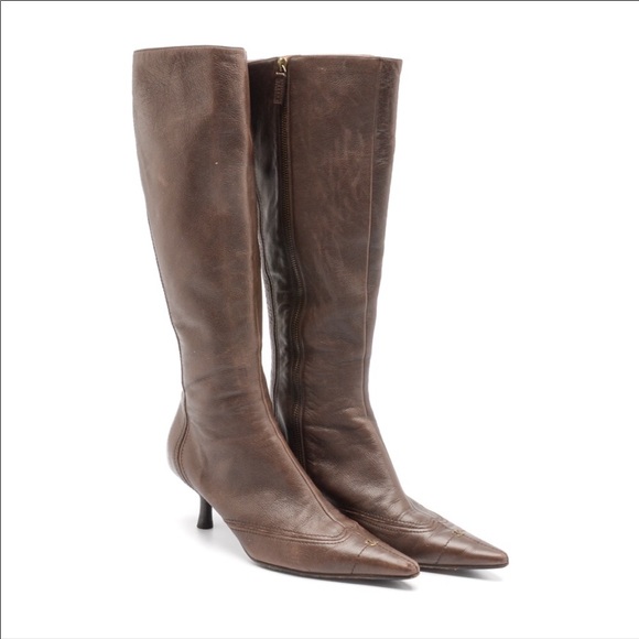 CHANEL Shoes - Chanel brown leather boots 38.5 EUC